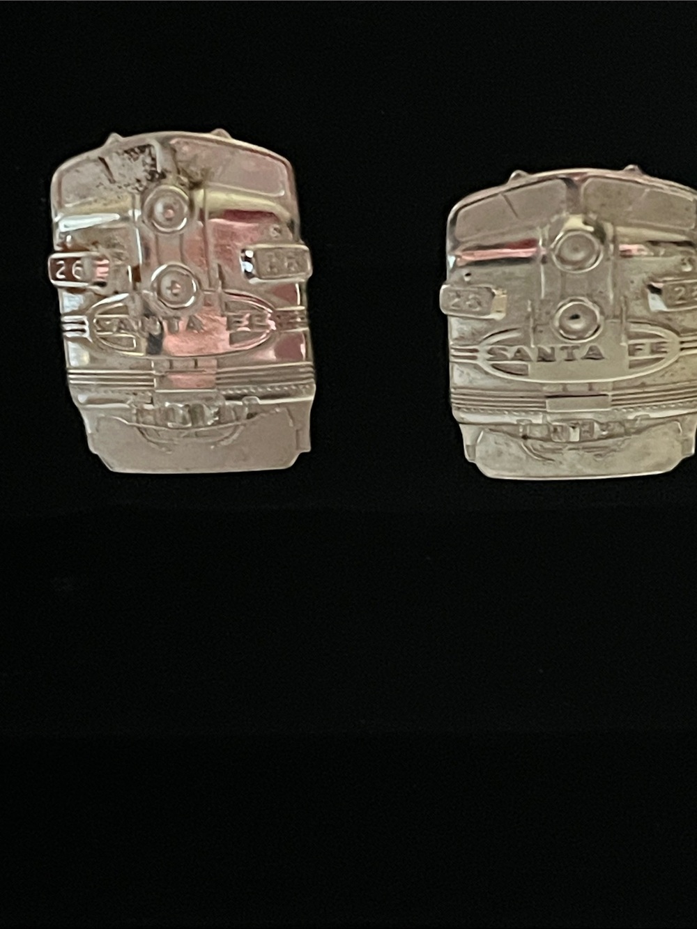 Vintage Santa Fe 26 Locomotive Cufflinks Has Patent # For A Lover Of Trains View 2